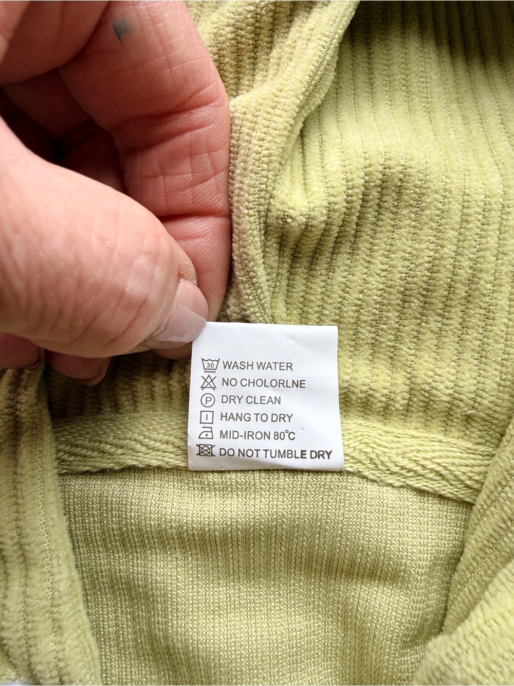 Men's Ribbed Hoodie Sweatshirt Ribbed 1/4 Zip Light Green Size-L NIB - Picture 5 of 9